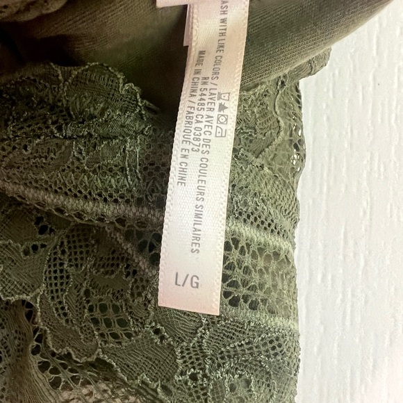 Aerie olive green bralette with bow sz L - Picture 4 of 5